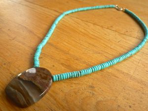 Nacozari Turquoise with Mexican Agate Pendant